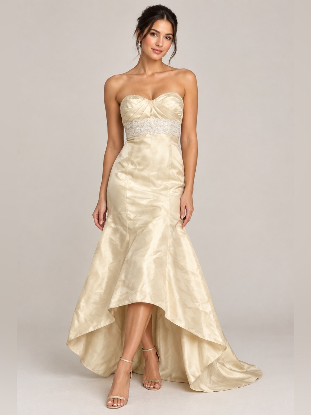 Alfred Angelo Strapless Ivory High-Low  Wedding/Evening Dress